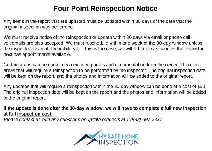 notice page on home inspection report florida