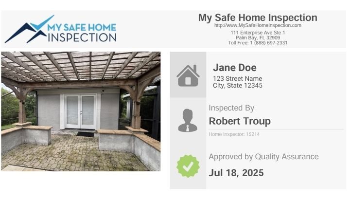 title page on home inspection report florida